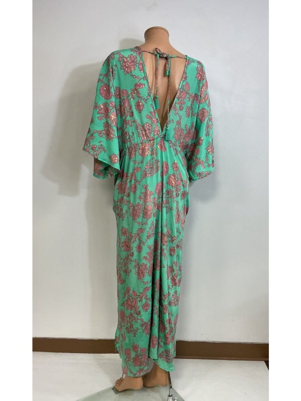 Green Floral Pool Maxi Cover-Up Slit Dress Muumuu Womens XL - Picture 2 of 8
